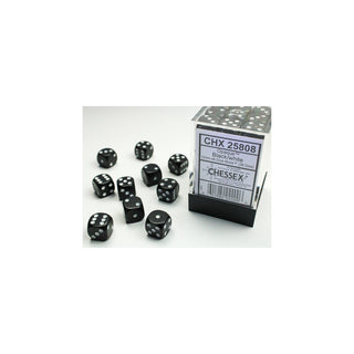 12mm Würfel D6 (36 Stück) - Opaque schwarz/weiss - Toki