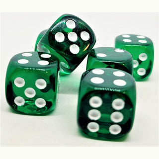 Würfelset D6 Transparent: Darkgreen (12) - Toki
