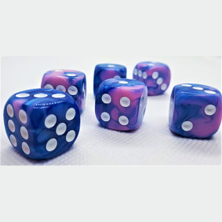 Würfelset D6 Two Toned: Blue/Pink+White (12) - Toki